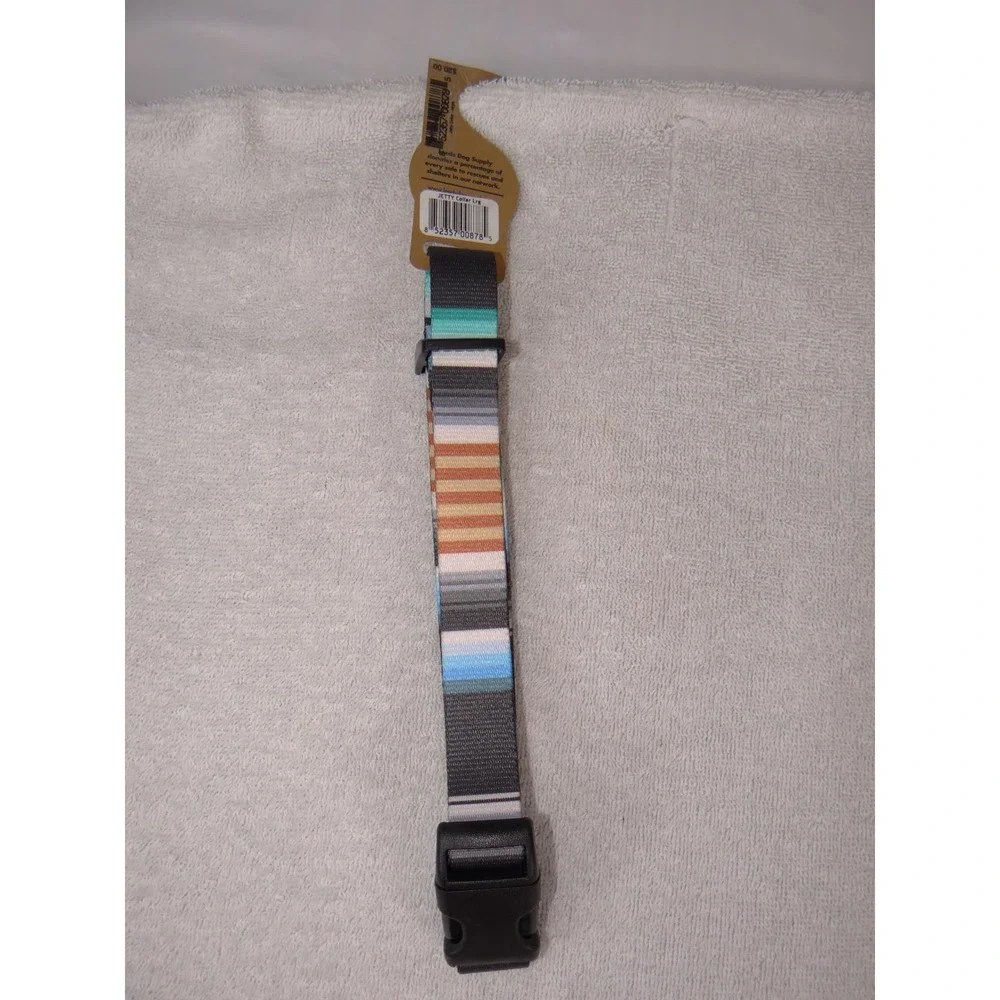 Leeds Dog Supply Jetty Dog Collar Large Multicolor Striped Adjustable